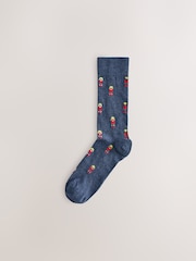 Green/Blue/Red Football Pattern Socks 5 Pack - Image 3 of 8