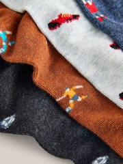 Green/Blue/Red Football Pattern Socks 5 Pack - Image 8 of 8