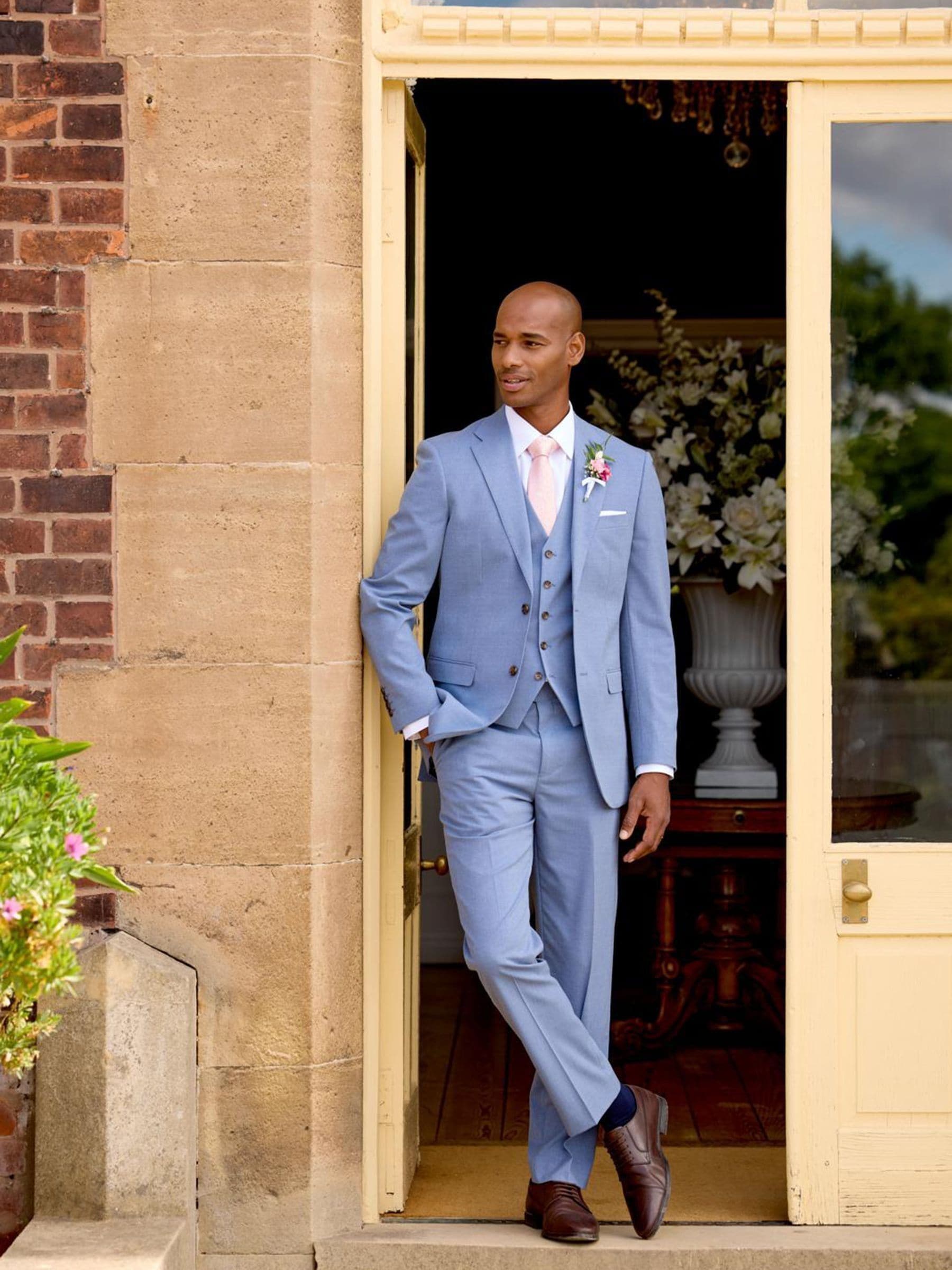 Buy Skopes Blue Tailored Fit Caspian Stretch Suit Jacket from the