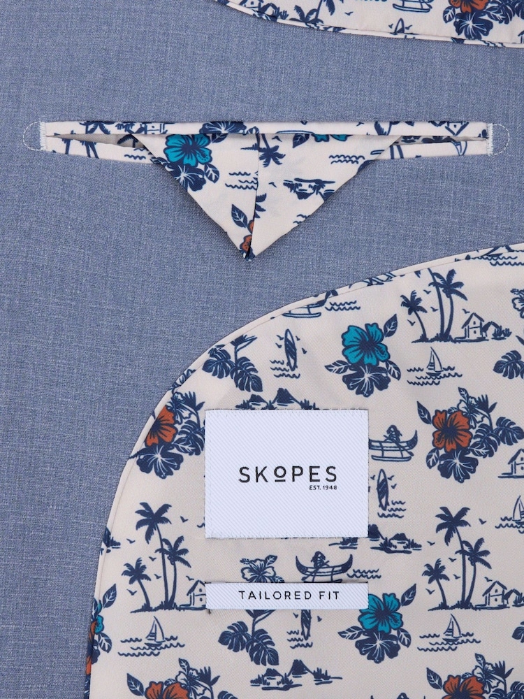 Skopes Blue Tailored Fit Caspian Stretch Suit Jacket - Image 8 of 8