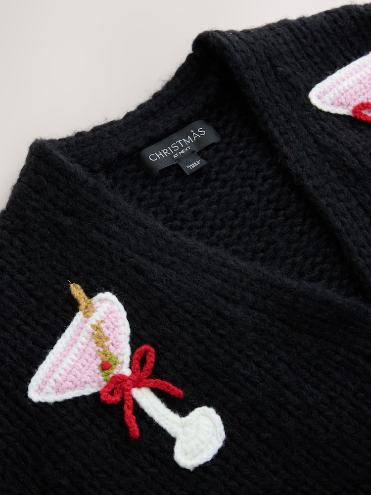 Black 3D Martini Chunky Knit - Cárdigan de Navidad - Imagen 8 de 8 Black 3D Martini Chunky Knit - Cárdigan de Navidad - Imagen 8 de 8