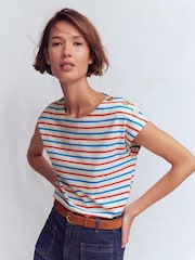 Boden Orange Button Detail T-Shirt - Image 1 of 5