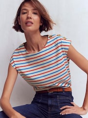 Boden Orange Button Detail T-Shirt - Image 3 of 5