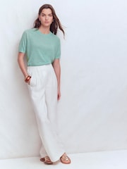 Boden Blue Agnes Linen Button T-Shirt - Image 4 of 8