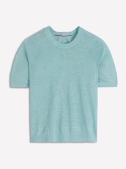 Boden Blue Agnes Linen Button T-Shirt - Image 7 of 8