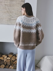 Brown Fairilse Zip Through Knitted Cardigan - Image 4 of 9
