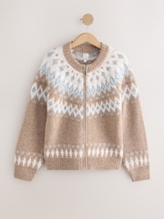 Brown Fairilse Zip Through Knitted Cardigan - Image 6 of 9