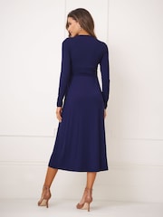 Seraphine Navy Maxi Maternity & Nursing Knot Detail Midi Dress - Image 5 of 5