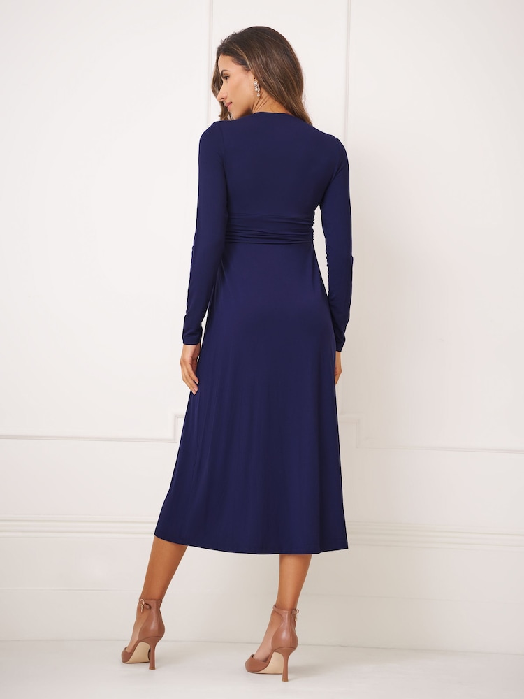Seraphine Navy Maxi Maternity & Nursing Knot Detail Midi Dress - Image 5 of 5