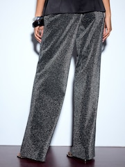 Silver/Black Sparkle Wide Leg Trousers - Image 3 of 4