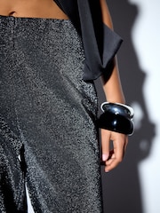 Silver/Black Sparkle Wide Leg Trousers - Image 4 of 4