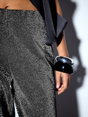 Silver/Black Sparkle Wide Leg Trousers - Image 6 of 9