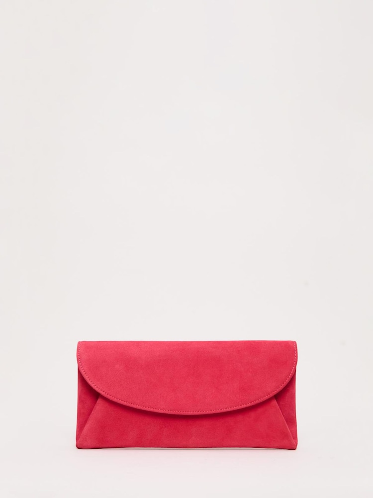 Phase Eight Pink Suede Clutch Bag - Image 1 of 5