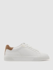 Reiss White Jessie Leather Low-Top Suede-Trim Trainers - Image 2 of 5
