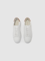 Reiss White Jessie Leather Low-Top Suede-Trim Trainers - Image 3 of 5