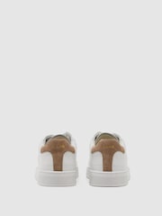 Reiss White Jessie Leather Low-Top Suede-Trim Trainers - Image 4 of 5