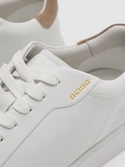 Reiss White Jessie Leather Low-Top Suede-Trim Trainers - Image 5 of 5