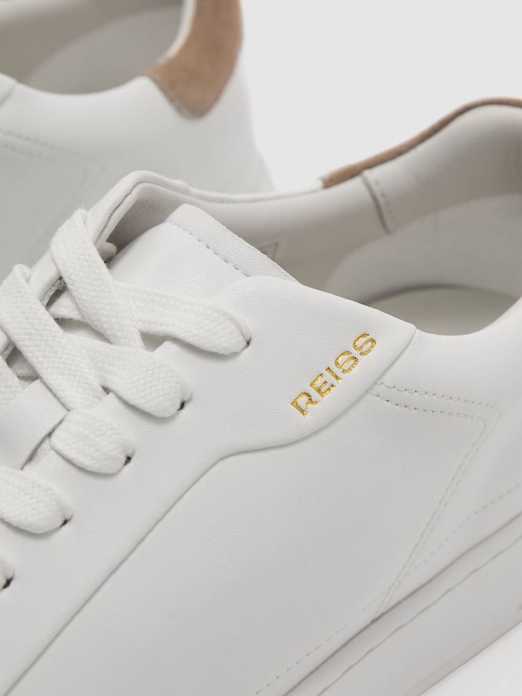 Reiss White Jessie Leather Low-Top Suede-Trim Trainers - Image 5 of 5
