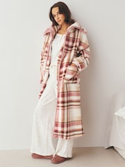 Pink Check Full Zip Teddy Robe - Image 2 of 8