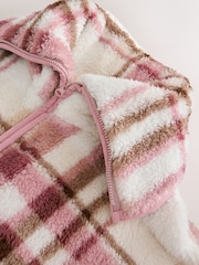 Pink Check Full Zip Teddy Robe - Image 7 of 8