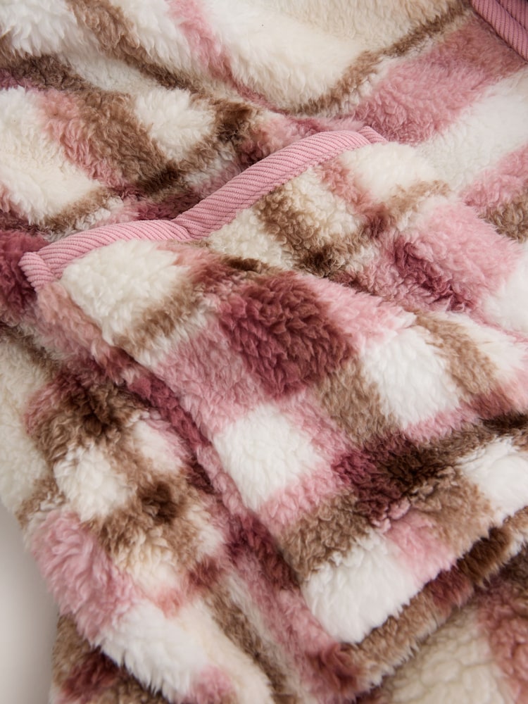 Pink Check Full Zip Teddy Robe - Image 8 of 8