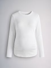 The Set 3 Pack Long Sleeve Ribbed Maternity T-Shirts Black/Chocolate Brown/White - Image 2 of 7