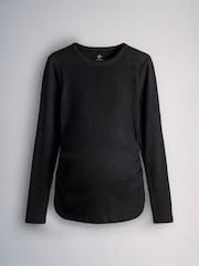 The Set 3 Pack Long Sleeve Ribbed Maternity T-Shirts Black/Chocolate Brown/White - Image 3 of 7
