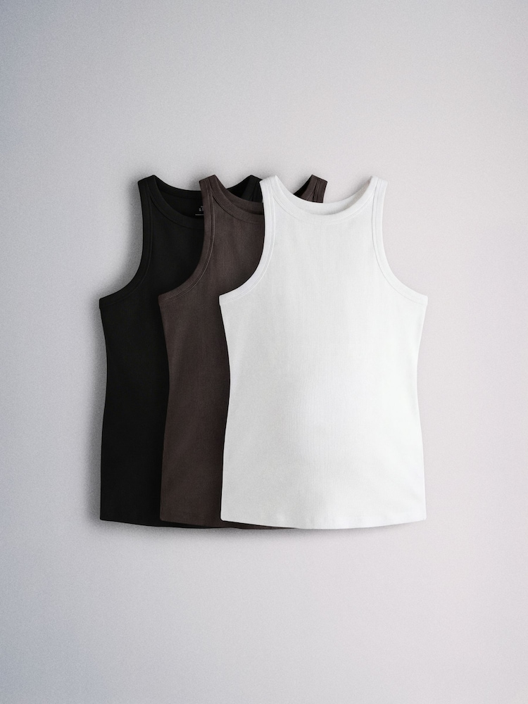 The Set 3 Pack Ribbed Maternity Racer Vests - Imagen 1 de 6