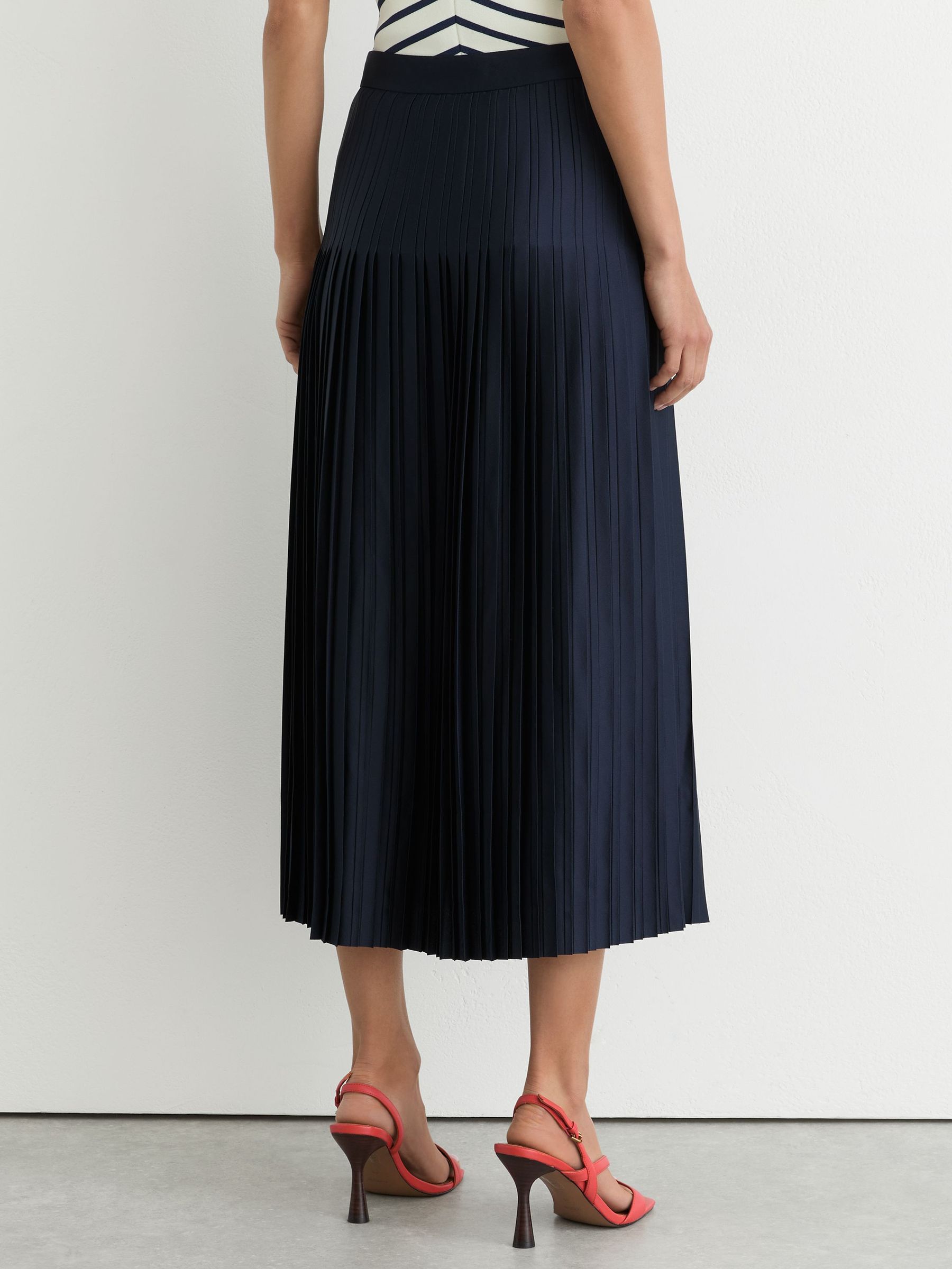 Buy Reiss Navy Savannah Satin Pleated Midi Skirt from Next USA