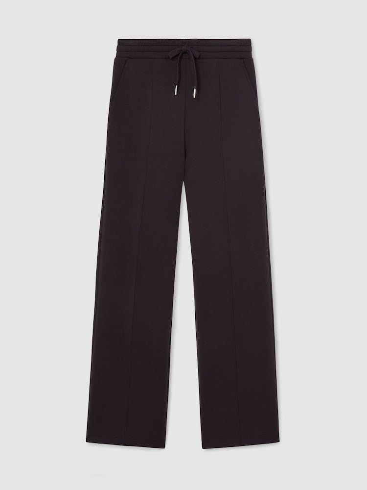 Reiss Grape Burgundy Jemma Petite Premium Interlock Wide-Leg Joggers - Image 2 of 8