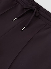 Reiss Grape Burgundy Jemma Petite Premium Interlock Wide-Leg Joggers - Image 7 of 8