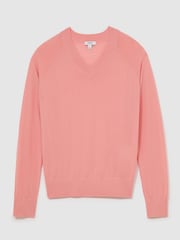 Reiss Pink Paris Merino Wool V-Neck Jumper - Image 2 of 6
