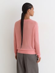 Reiss Pink Paris Merino Wool V-Neck Jumper - Image 5 of 6