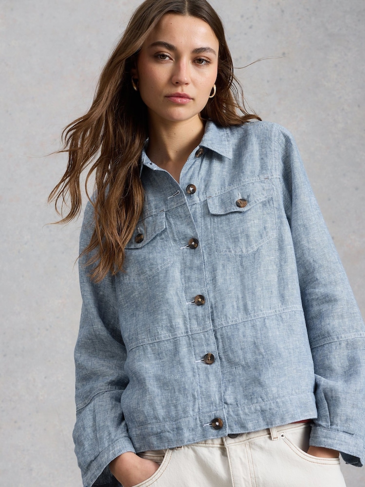 White Stuff Blue Camille Linen Jacket - Image 1 of 6 White Stuff Blue Camille Linen Jacket - Image 1 of 6