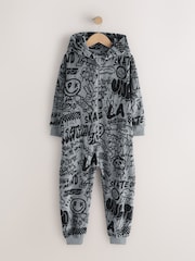 Grey/Black Gamer Fleece All-In-One (3-16yrs) - Image 1 of 4