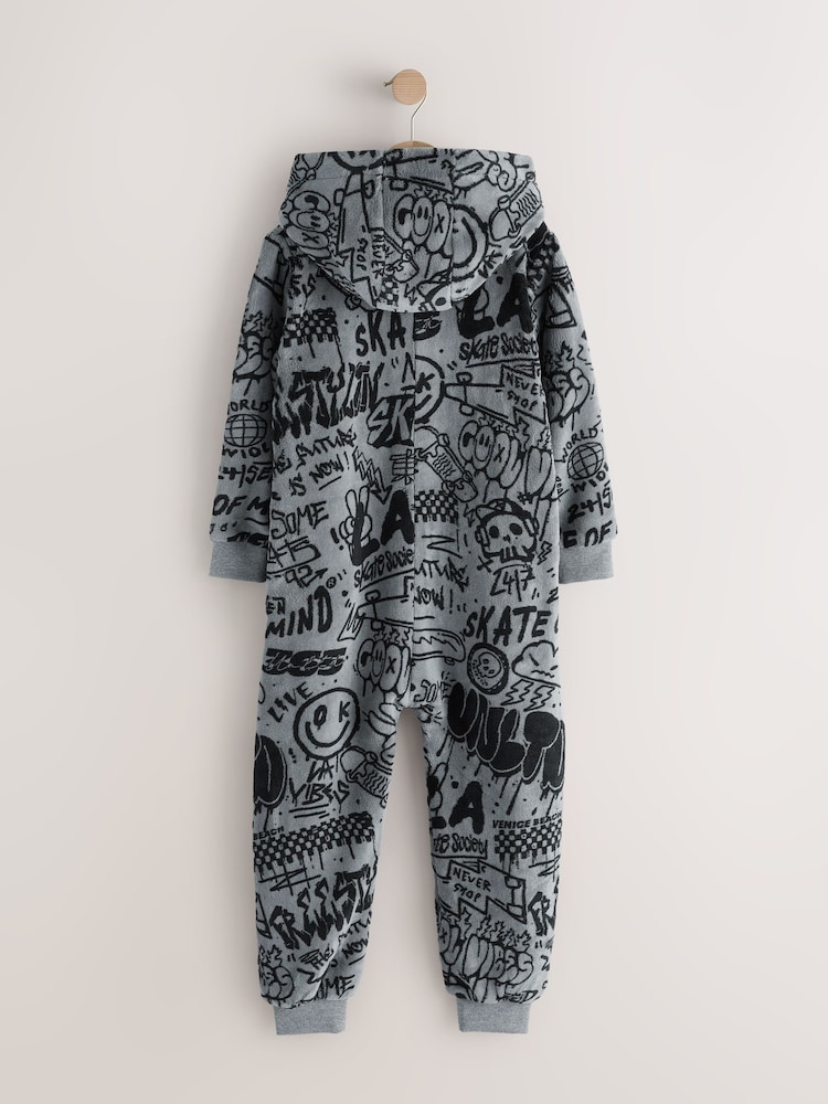 Grey/Black Gamer Fleece All-In-One (3-16yrs) - Image 2 of 4