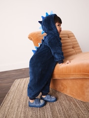 Синие с шипами динозавров - Флисовый комбинезон (9mths-10yrs) - Изображение 3 4