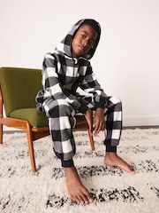 Navy/Ecru Check Fleece All-In-One (3-16yrs) - Image 1 of 5