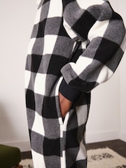 Navy/Ecru Check Fleece All-In-One (3-16yrs) - Image 4 of 5