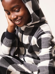 Navy/Ecru Check Fleece All-In-One (3-16yrs) - Image 5 of 5