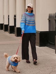 Blue/Multi Fairisle Knitted Pet Jumper with Wool - Image 2 of 9