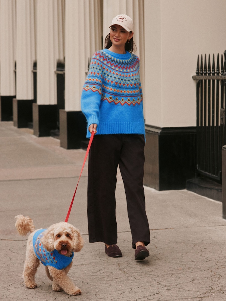 Blue/Multi Fairisle Knitted Pet Jumper with Wool - Image 2 of 9