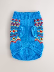 Blue/Multi Fairisle Knitted Pet Jumper with Wool - Image 6 of 9