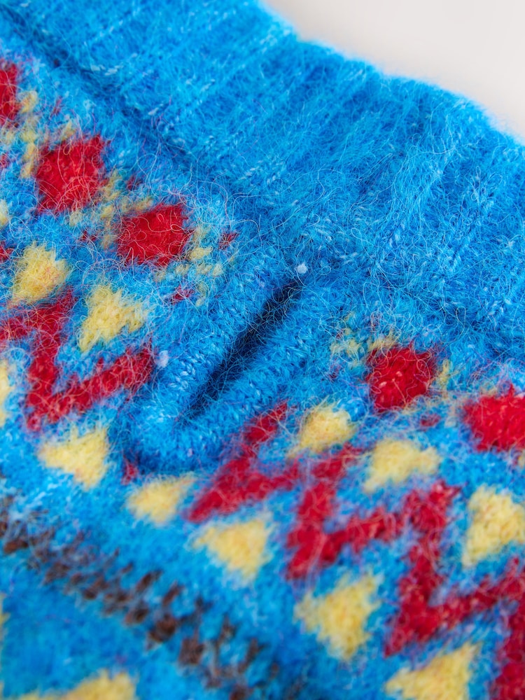 Blue/Multi Fairisle Knitted Pet Jumper with Wool - Image 9 of 9