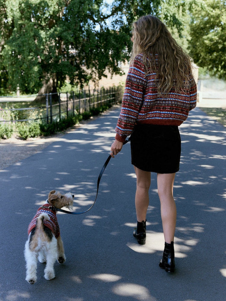 Brown/Multi Fairisle Knitted Pet Jumper with Wool - Image 3 of 3