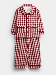 JoJo Maman Bébé Burgundy Gingham Christmas Woven Pyjamas - Image 4 of 9