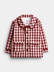 JoJo Maman Bébé Burgundy Gingham Christmas Woven Pyjamas - Image 5 of 9