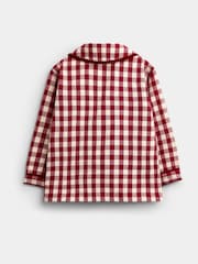 JoJo Maman Bébé Burgundy Gingham Christmas Woven Pyjamas - Image 6 of 9