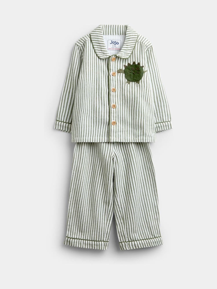 Jojo Maman Bébé Green Dinosaur Woven Pyjamas - Image 1 of 6 Jojo Maman Bébé Green Dinosaur Woven Pyjamas - Image 1 of 6