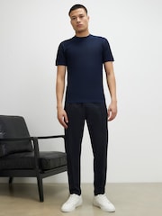 River Island Blue Muscle Fit Texture Muscle T-Shirt - Image 1 of 4